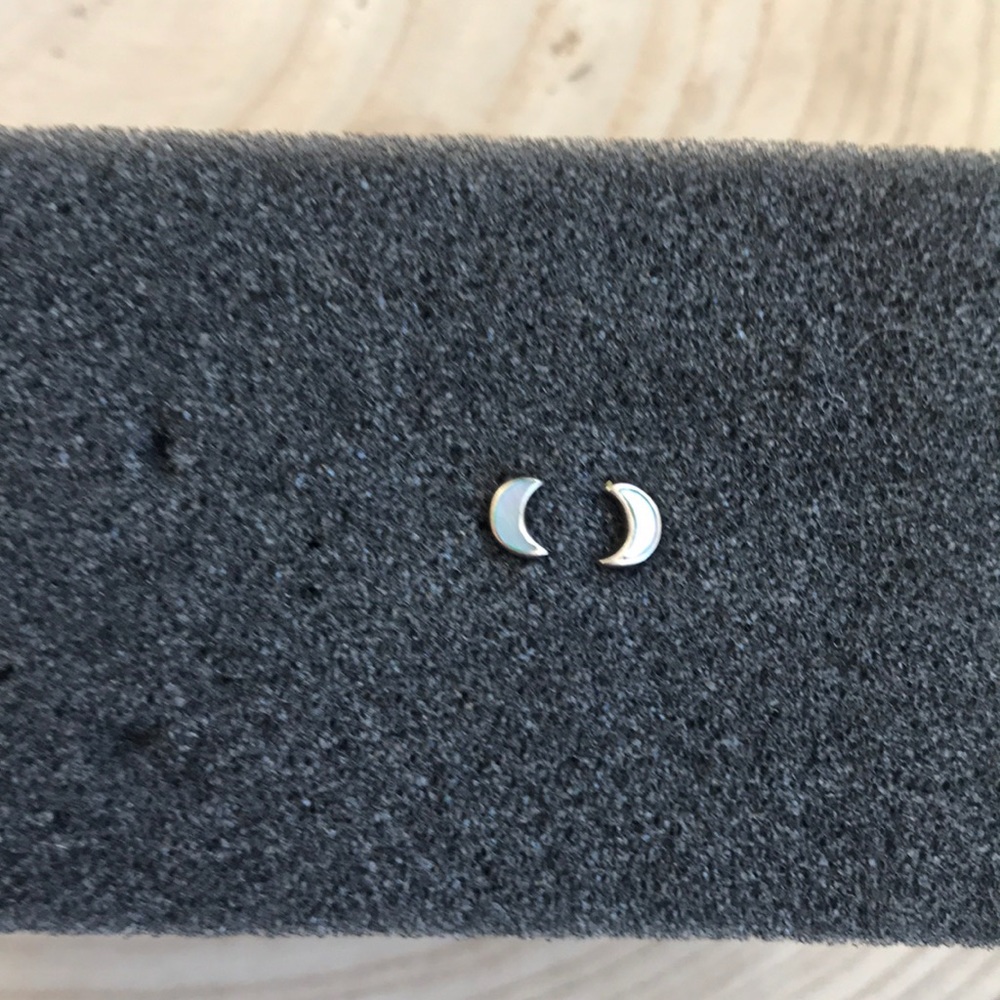 Silver and mother of pearl crescent moon earrings